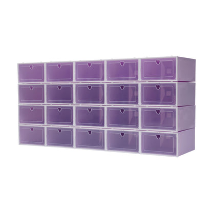 20Pcs Foldable Shoe Storage Boxes with Lids Transparent Stackable Containers Drawer Style PP Plastic Shoe Organizers
