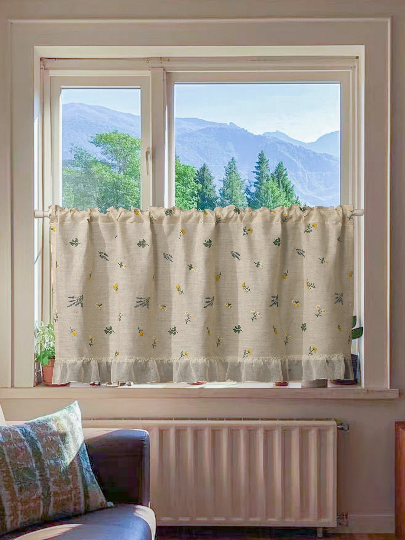 Linen Embroidery Curtain Small Fresh Curtain Rustic Wind Drift Window Curtain Ambience Sense Short Curtain
