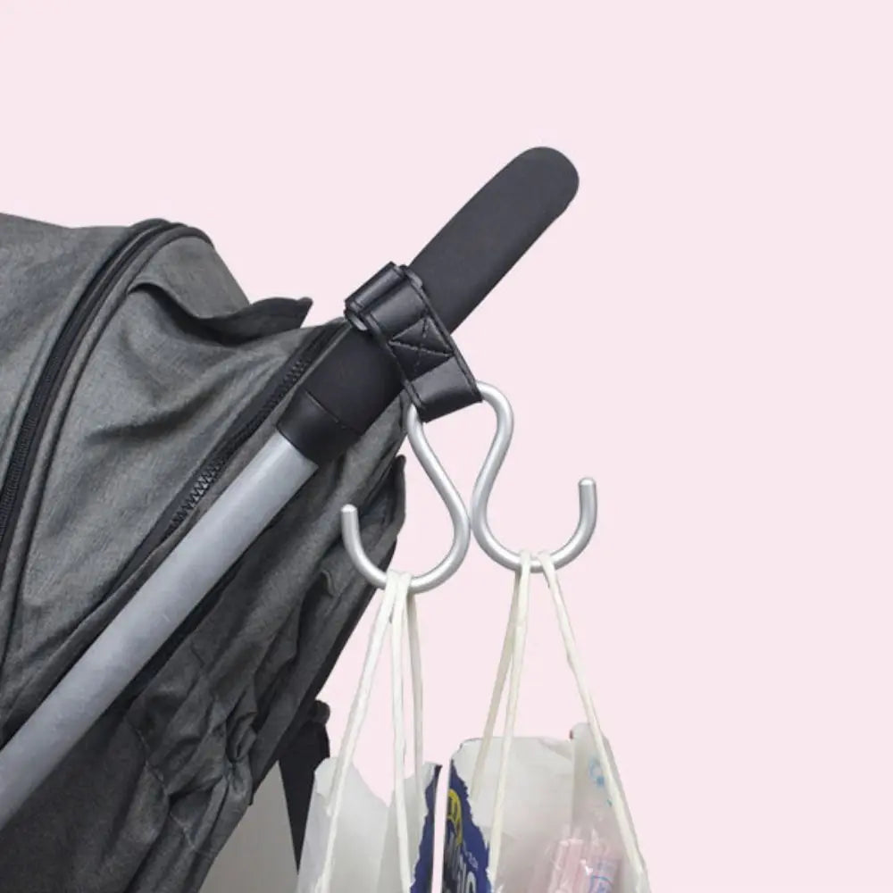 Cute S Shape Baby Stroller Hooks Double Hook PU Hanging Hook Cart Organizer Solid Color Stroller Accessories Baby