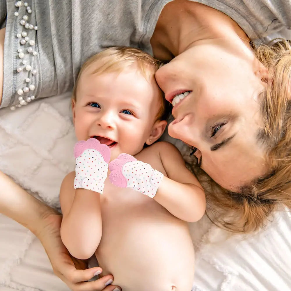 Food grade silicone Gloves Baby Teether Gloves Anti Eating Hand Teething Chewing Prevent Scratches Glove toys Mitten Pain Relief