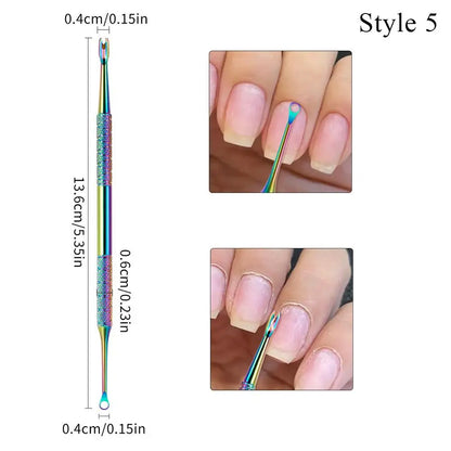 Pedicure Tool Double-Headed Nail Cuticle Pusher Polish Scraper Hook Type Dead Skin Remover Nail Care Stainless Steel