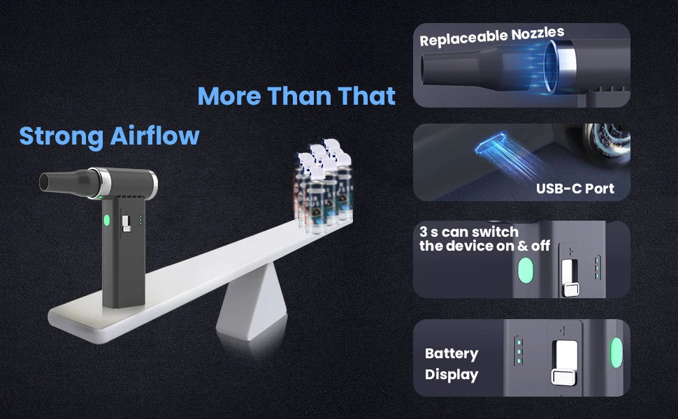 Mini Cordless Hair Dryer Multifunctional Electric Air Duster Hair Dryer Travel Portable USB Rechargeable Negative Ion Hair Dryer