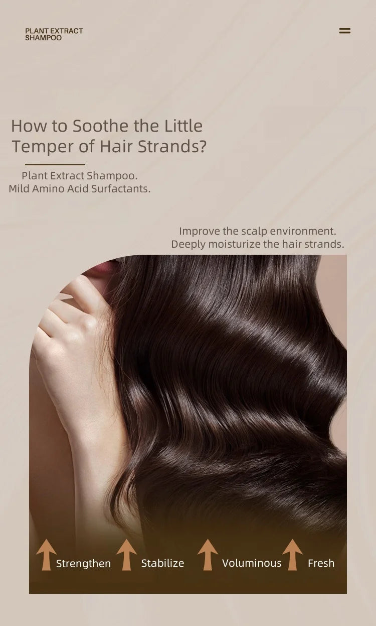 Botanical Shampoo 11 plant extracts nourish hair Elegant Sandalwood Vegan Zen Soft Silky Amino Acids Soft Mild Non-irritating