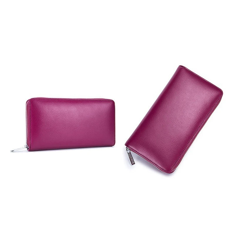 Women RFID Blocking Wallet Genuine Leather Anti Theft 36 Card Holders Women Wallets With Phone Case Clutch Bags Coin Purse Girl