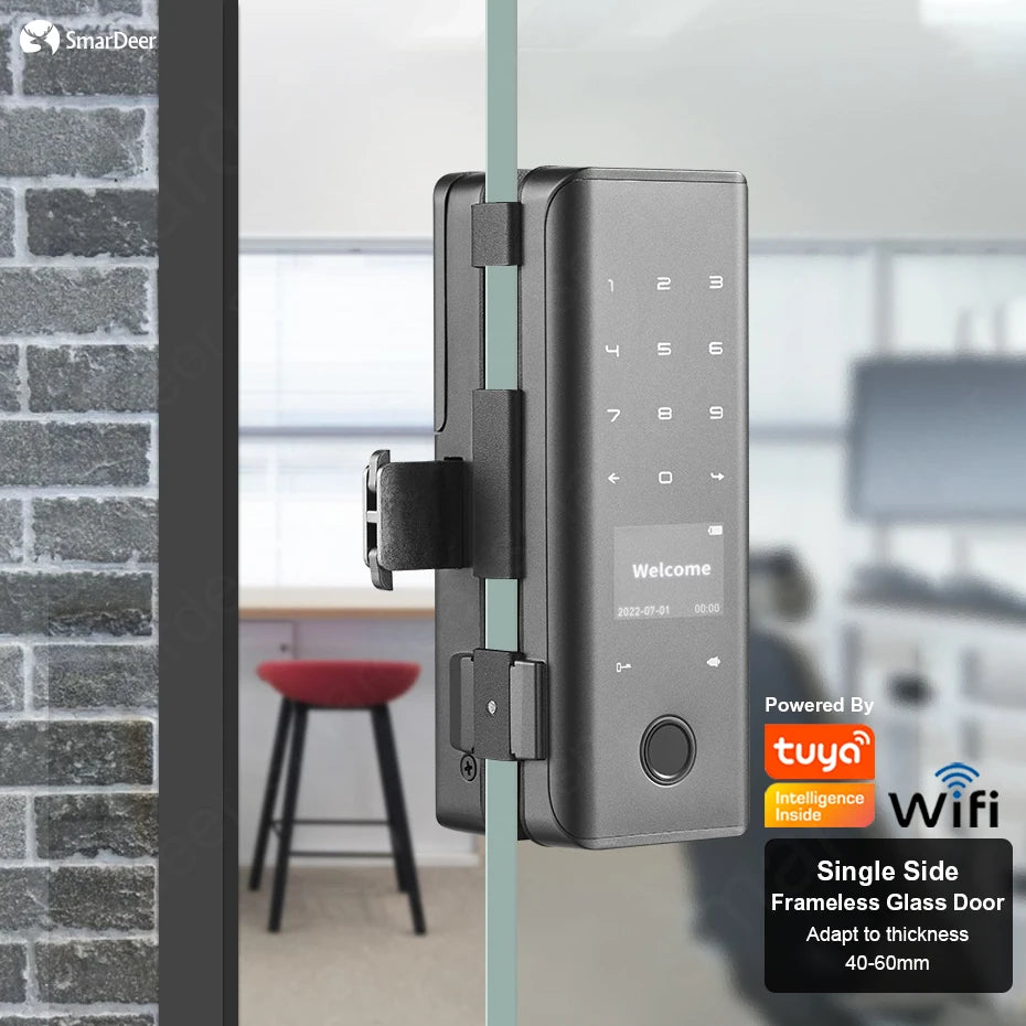 SmarDeer smart Lock with Sliding glass door Fingerprint Lock for Tuya Smart Home Aluminum Glass Door Electronic Lock