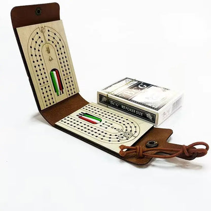 Cribbage Board Game Set Includes Playing Cards 6 Pegs Fun Table Game 2-4 Player Games Portable Card Board Game for Adults & Kids