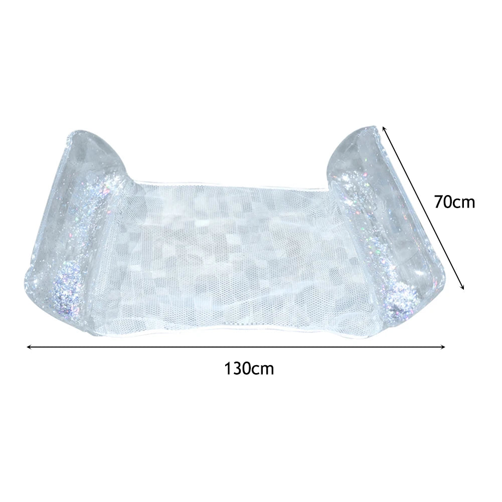 Water Hammock Recliner Portable Inflatable Floating Swimming Mattress Foldable with Sequins Swimming Pool Accessories
