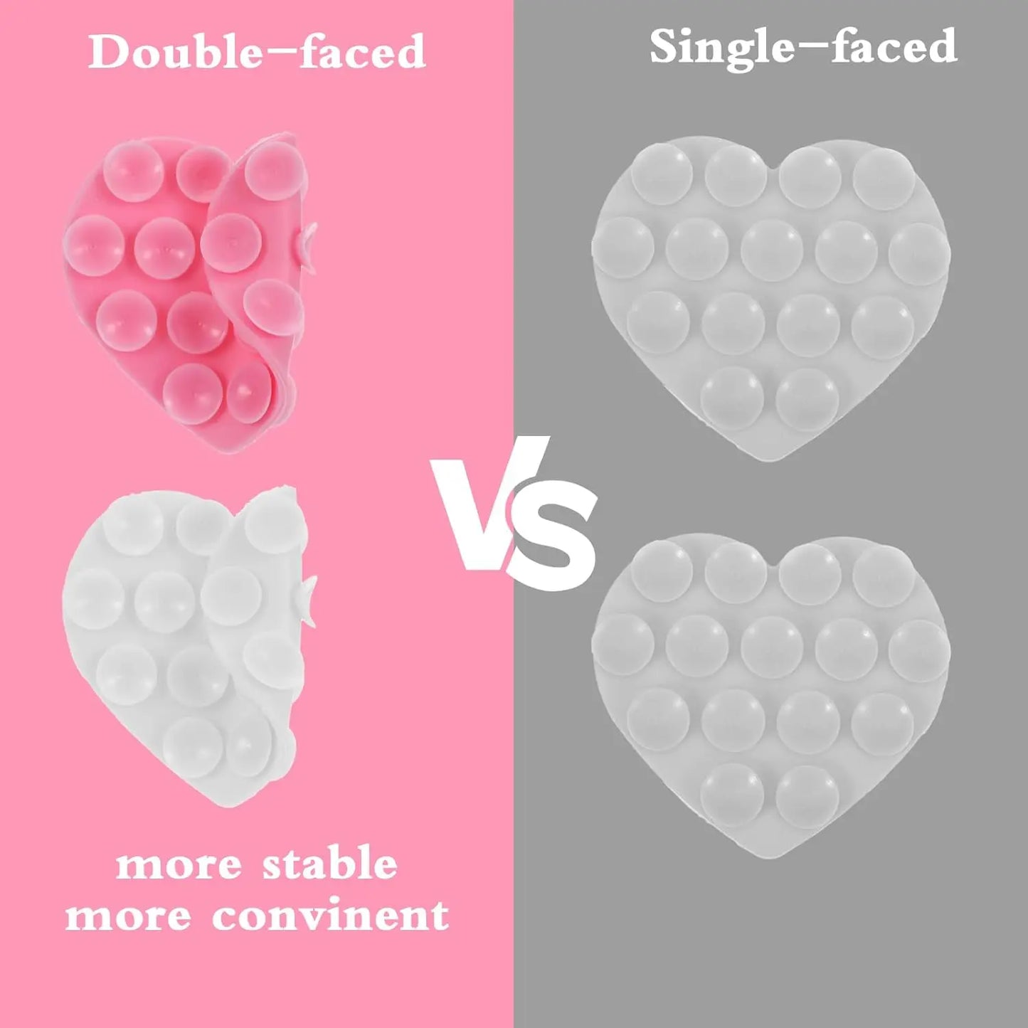 Heart Shape Double Sided Phone Suction Holder, Multi-Purpose Silicone Suction Cup Phone Mount Phone Case Sticky Phone Grip