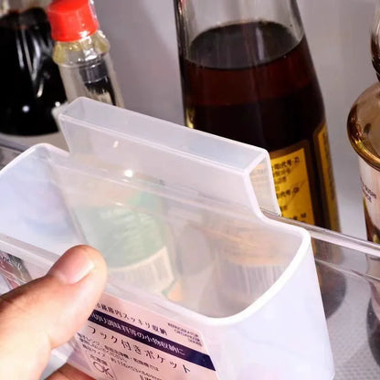 Refrigerator Side Door Organizer - Hanging Storage Bin for Condiment Packets, Sauce Pouches, Small Items, Space-Saving Fridge Or