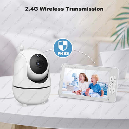 5 Inch Video Baby Monitor With Camera PTZ Zoom Babyphone Cam Security Protection Surveillance Cameras Temperature Sensor Lullaby