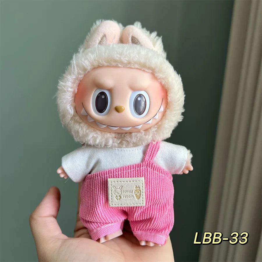 POP Labubu baby clothes 17cm plush vinyl labubu sit-down party first-generation and second-generation suit, clothes only