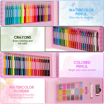 208Pcs Kids Art Set Watercolor Drawing Colored Pencils Sketch Pad Painting Drawing Tool Art Supplies School Stationery Set