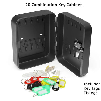 Key Box Wall Mounted 20 Key Hooks Key Cabinet Wall Mount with Key/Code Lock Key Storage Lock Box Key Cabinet Security Lock Box