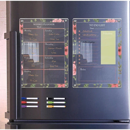 Fridge Magnet Calendar Magnetic Board Weekly Planner Reusable Dry Erase Board Schedule Transparent Fridge Message Menu Gadgets