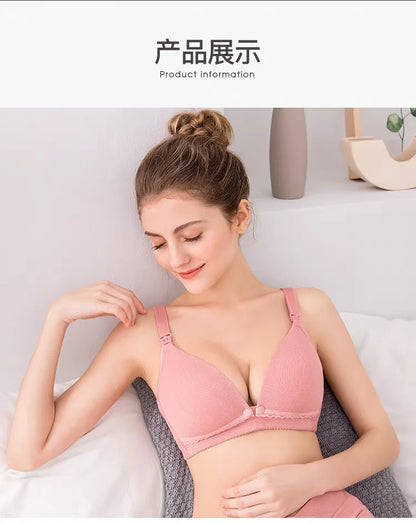 Maternity Nursing Bra with Thin Cups and Front Clasp for Easy Breastfeeding Prevent Sagging Women Solid Color Underwear Clothing