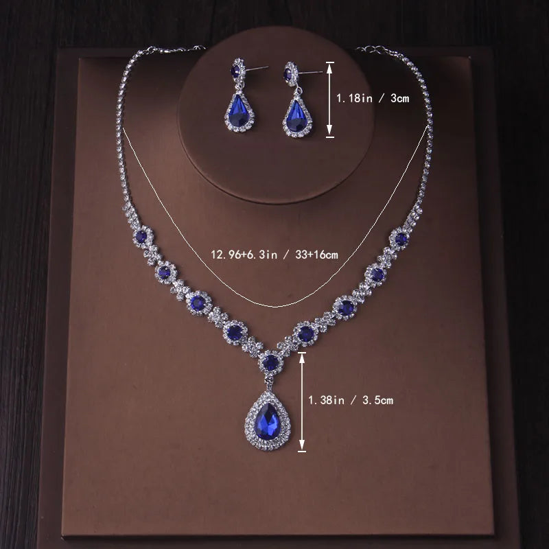 Fashionable bridal accessory set consisting of a necklace and a pair of earrings. New wedding dress, dress accessories, wedding