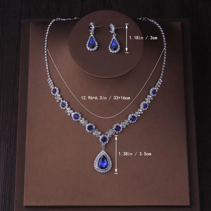 Fashionable bridal accessory set consisting of a necklace and a pair of earrings. New wedding dress, dress accessories, wedding