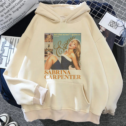 Sabrina Carpenter hoodie casual wear kawaii athleisure printed design girl sweatshirts youthful funny graphic elegant