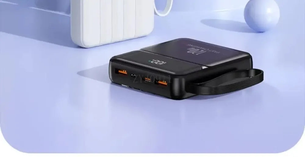 A Brand-new 120W Three-in-one 20,000mah Super Fast Power Bank with Large Capacity, Built-in Cable and Digital Display Powerbank