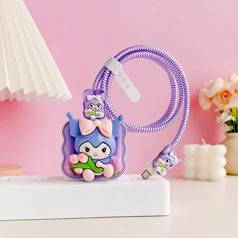 Joytop Sanrio 5Pcs Set Cable Protector for Huawei 35W/40W/66W/88W/100W Fast Charger Case Phone Wire Cord Organizers Winder