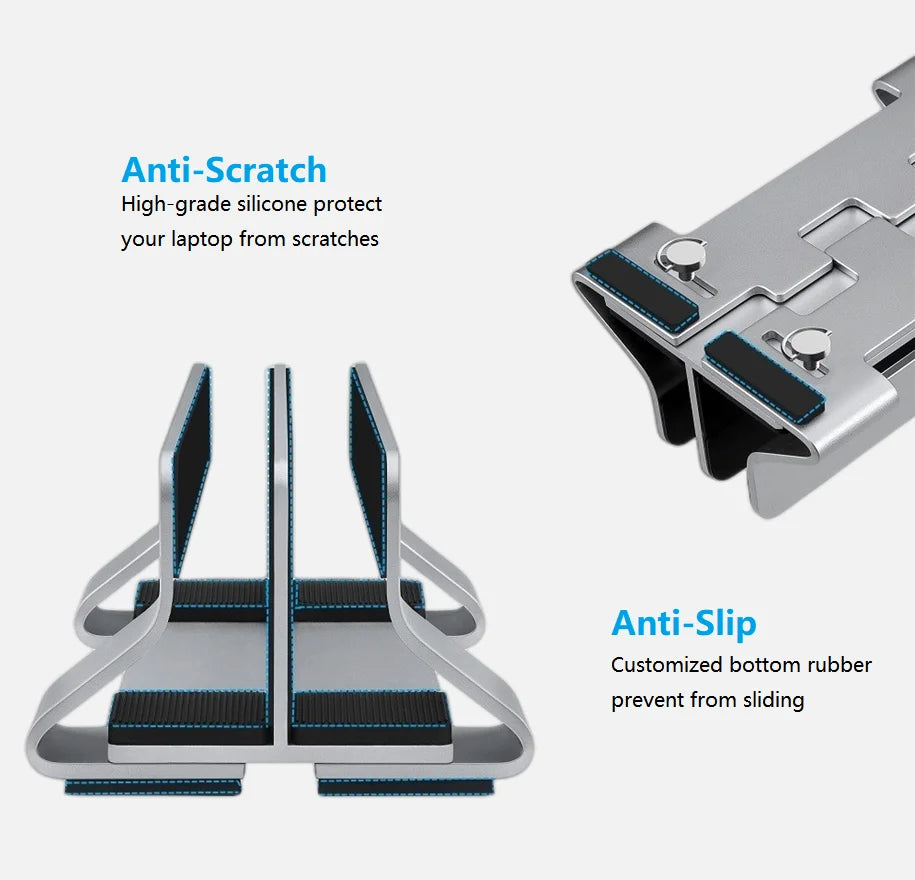 Laptop Stand Vertical Tool-Free Adjustable Aluminum Vertical Laptop Stand Holder Width From 12-30mm Support Almost All Laptop