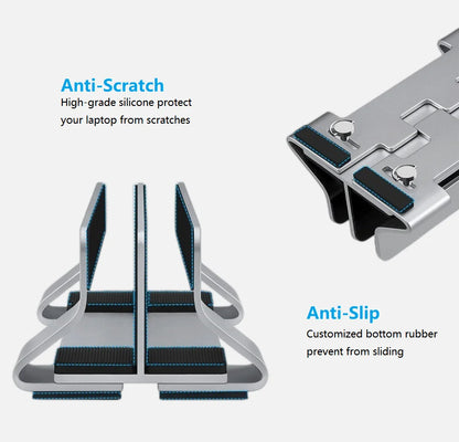 Laptop Stand Vertical Tool-Free Adjustable Aluminum Vertical Laptop Stand Holder Width From 12-30mm Support Almost All Laptop