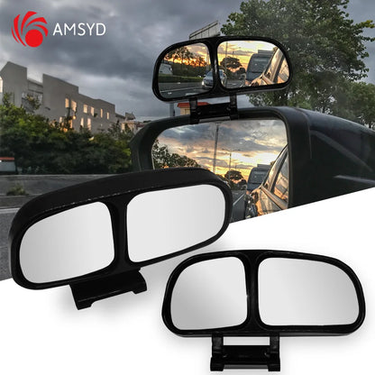 Car Rearview Mirror 360 degrees Adjustable Car Blind Spot Mirror Automotive Wide Angle Convex Mirror Dual Mirror