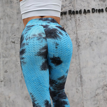 Yoga Pants Tie Dye Seamless Leggings Push Up Women Sports Fitness Contour Yoga Running Pants Elastic Nylon Tights Legging