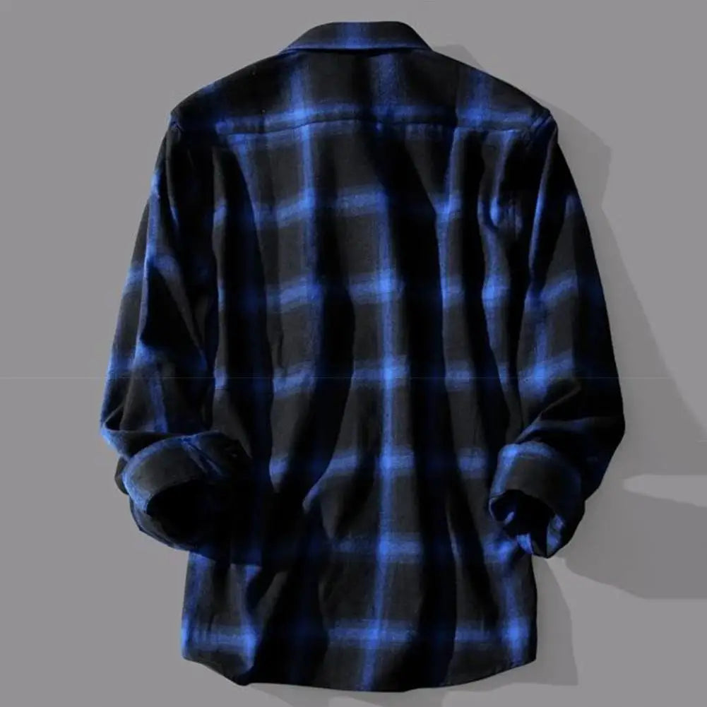 Black White Plaid Men Shirt Spring Autumn Casual Shirt Long Sleeve Turn-down Collar Single-breasted Men Jacket camisa masculina