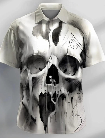 Totem Retro Gothic Men's Long Sleeve Shirt Outdoor Halloween Street Autumn and Winter Cuffed Long Sleeve Black Purple Green