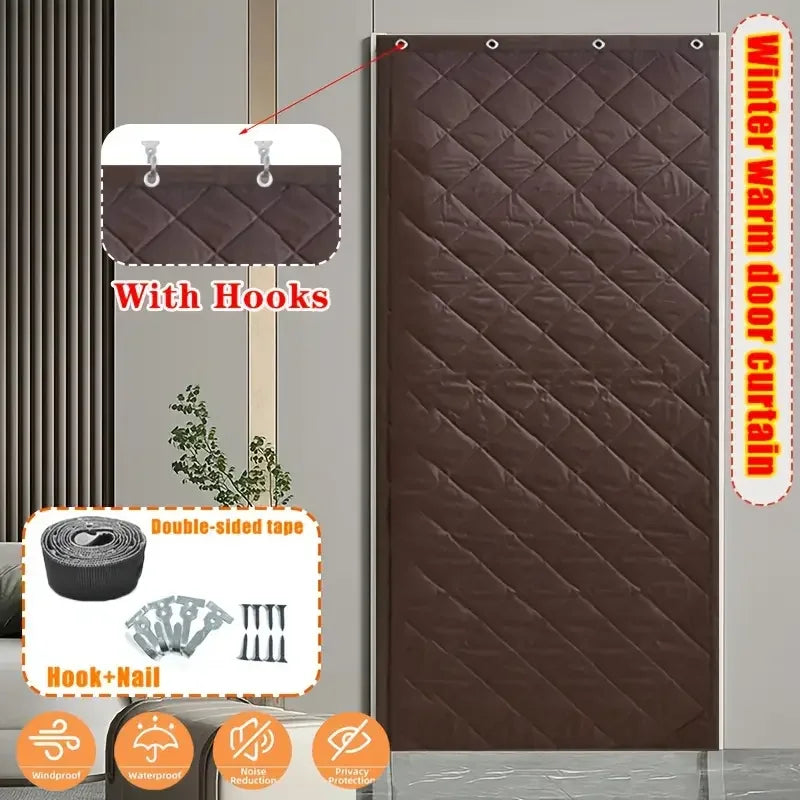 Winter Door Curtain Windproof Warm Partition Curtain Magnetic Door Curtain Punch-free Door Curtain Bedroom Block PU Curtain