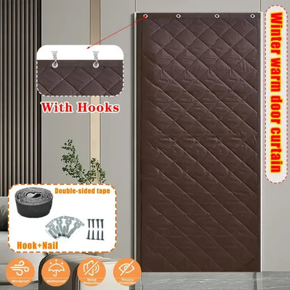 Winter Door Curtain Windproof Warm Partition Curtain Magnetic Door Curtain Punch-free Door Curtain Bedroom Block PU Curtain