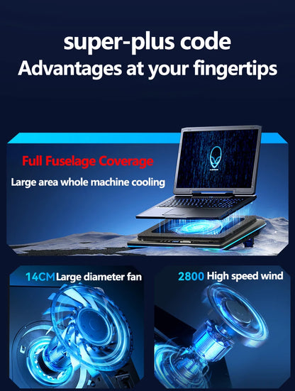 Gaming Laptop Cooling Pad, Laptop Cooling Stand with 5.5inch External Cooling Fan, Rapid Cooling Laptop 15.6-21inch