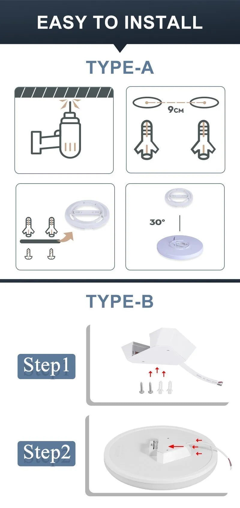Led Ceiling Lamp With Motion Sensor 40W 30W 20W 18W 15W 12W Led Ceiling Light Fixtures For Entrance Balcony Corridor 110V 220V