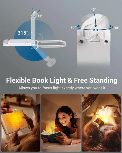 Book Light LED USB Rechargeable Reading Light Eye Protection Night Light Portable Clip Desk Light Bookmark Read Light
