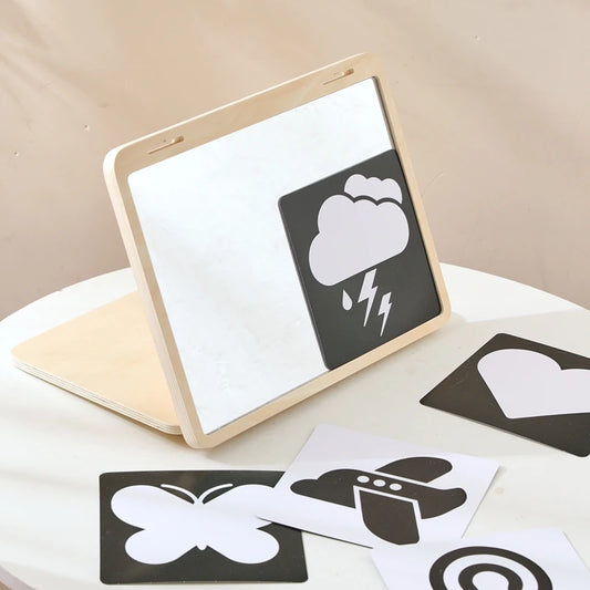 Black And White Baby Floor Mirror Tummy Time Sensory Baby Toys 6 12 months Kid Toys For Babies Montessori Development Crawl Toys