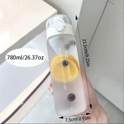 780ml/26.37oz Stay Hydrated and Healthy with Our Frosted Transparent Water Bottle for School, Outdoor, and Fitness Activities