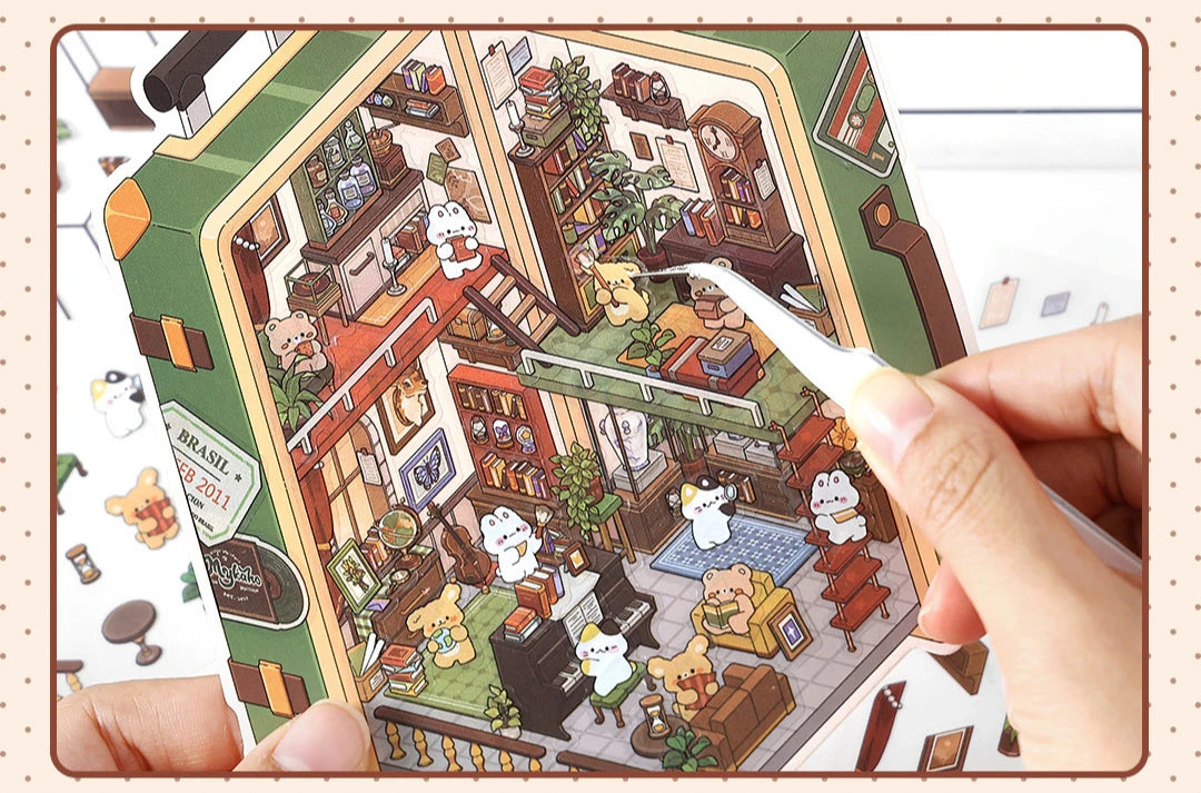 Creative Design Outdoor Scene Sticker for Student Cute Cartoon DIY Decor Landscaping Sticker Scrapbook Journal Student Sticker