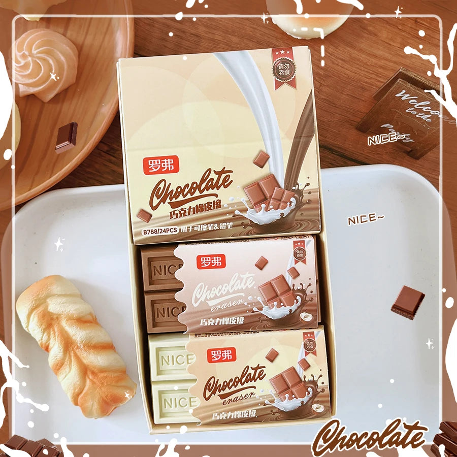school teacher gift back to school supplies Aesthetic cute stationery Kawaii object funny erasers Chocolate rubber cute things