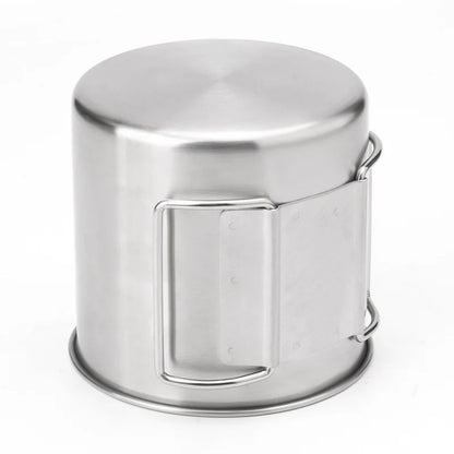 Stainless Steel Camping Cup 250/350/500ml Portable Carabiner Cups Outdoor Water Cup Mug With Foldable Handle Kitchen Drinkware