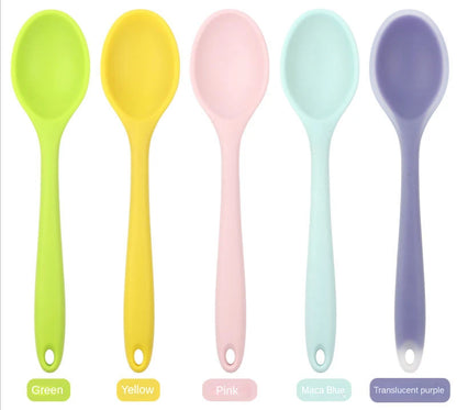 Silicone Spoon Integrated Rice Spoon Multicolor Silica Gel Salad Spoon Cake Baking Spoon Kitchen Cooking Spoon Kitchen Tools