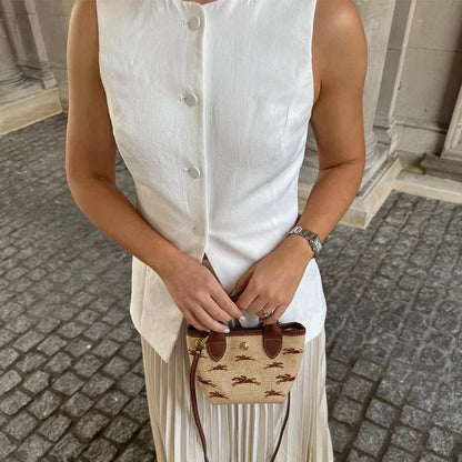 2025 Office Blazer Vest | 2-Color Stretch Waistcoat for Summer Women Workwear | Breathable Linen with Hidden Pockets