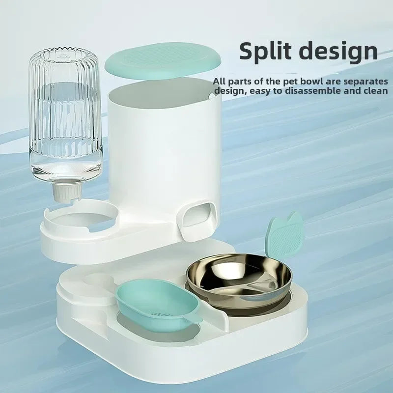 Automatic Cat Feeder and Water Dispenser Non-Electric Easy-Clean Large Capacity Pet Feeding Station for Cats and Small Dogs