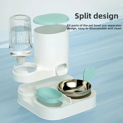 Automatic Cat Feeder and Water Dispenser Non-Electric Easy-Clean Large Capacity Pet Feeding Station for Cats and Small Dogs