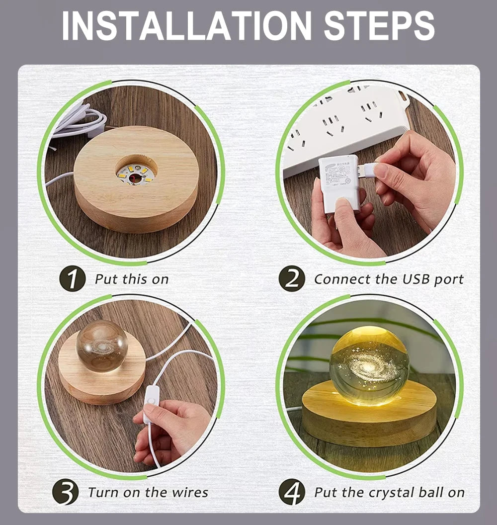 Wood Desktop Decorative Lights Light Base Night Light Wooden Led Usb Display Light Display Stand Lamp Holder Lamp Art Ornament