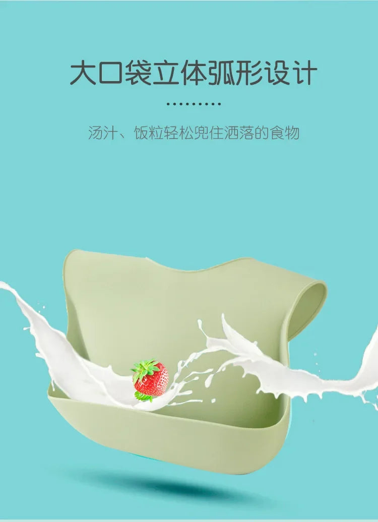 Baby Food Grade Silicone Children's Saliva Pocket 3D Waterproof Food Bib Rice Pocket Hygienic Silicone Bib for Children