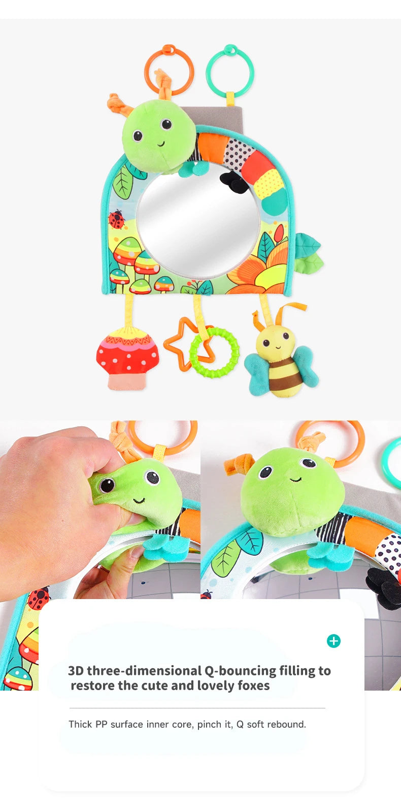 Baby Mirror Car Seat Toys Baby Rear Mirror Hanging Toys Kids Monitor Infant Tummy Time Toys Travel Toys Babies Carseat Toy Gifts