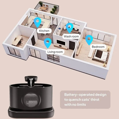 95 oz/2.8L Cordless Cat Water Fountain 5200mAh Rechargeable Battery Powered Pet Water Feeder Silent Pump Live Water Circulation