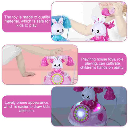 Simulation Telephone Toy Kids Playhouse Role Play Cartoon Phone Vocals Pretend Landline Educational Electronic Toys Safe