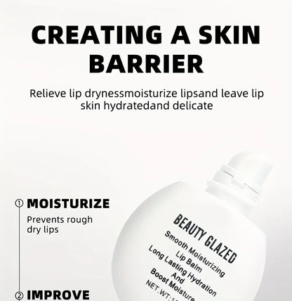 BEAUTY GLAZED Nourishing Lip Balm with Plant Squalane and Amino Acids, Natural Oil-Based, Long-Lasting Moisture Plant Squalane